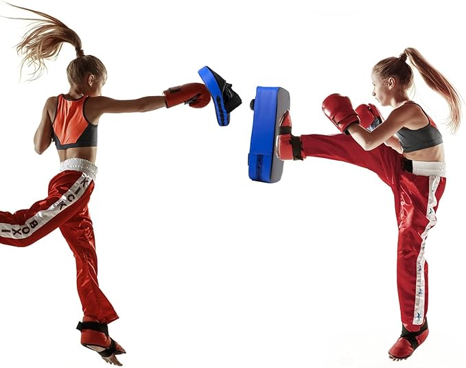 CYFIE 2 in 1 Boxing Equipment Boxing Strike Pads Punching Mitts Set, Boxing Mitts and Pads for Muay Thai, Karate, Taekwondo, Martial Arts Training at Home Gym, Karate Kick Pads for Kids, Youth, Girls