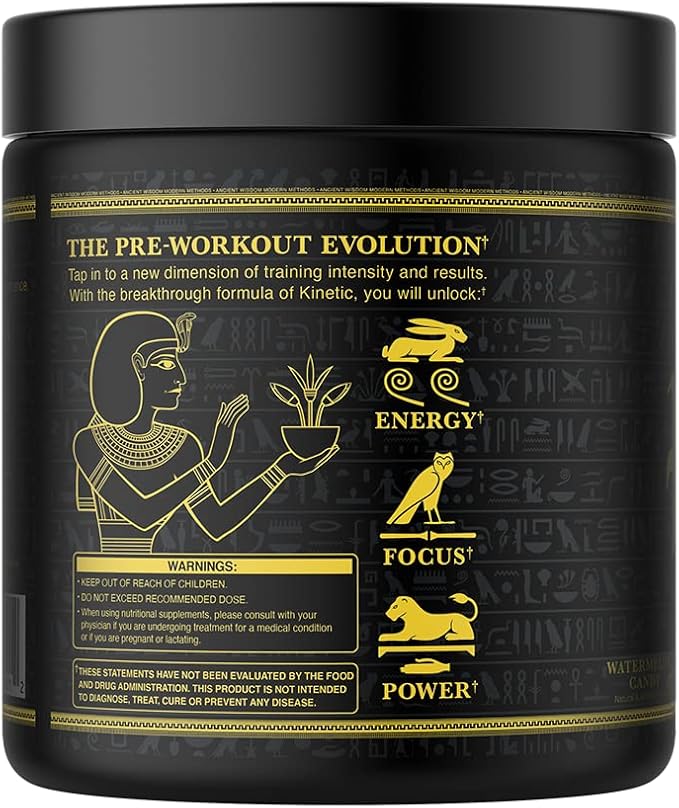 Ambrosia Kinetic Organic Preworkout, Mushroom Enhanced Natural Pre Workout Supplement, Nootropic Superfood Powder for Energy (Watermelon Candy)