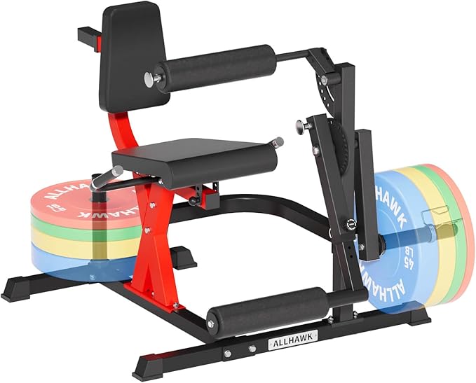 All-in-One Leg Extension and Curl Machine, Adjustable Seated Leg Rotary Extension Machine for Lower Body, Plate Loaded Home Gym Weight Machine for Thigh Workouts