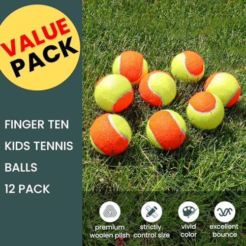 FINGER TEN Kids Tennis Balls for Dogs Youth Beginners Practice Durable Orange Low Compression Stage Pressureless Bulk Training Tool Playing with Pet