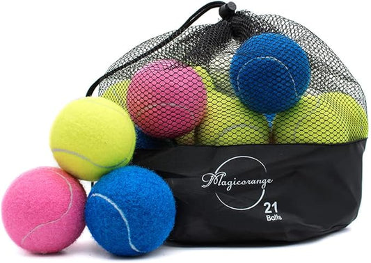 Magicorange Tennis Balls, 21 Pack Advanced Training Tennis Balls Bulk Practice Balls, Come with Mesh Bag for Easy Transport, Good for Beginner Training Ball