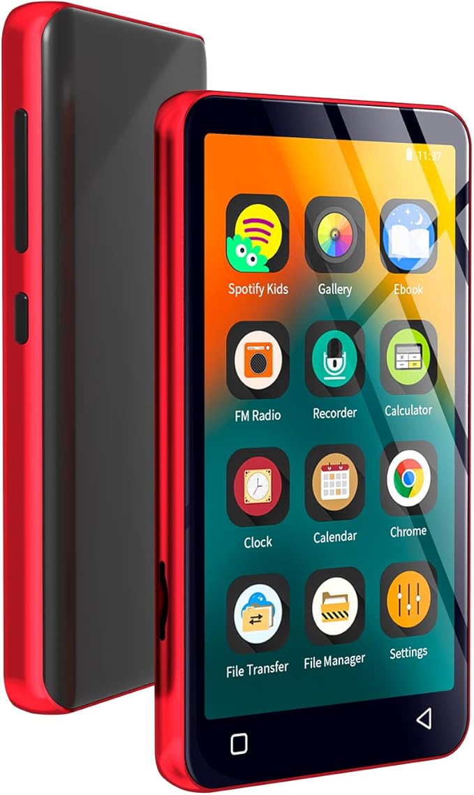 MP3 Player with Bluetooth and WiFi,MP3 Player with Spotify,Spotify Kids,Audible,Pandora,Amazon Music,4" Music Player MP4 Up to 1TB(80GB,Red_Black)