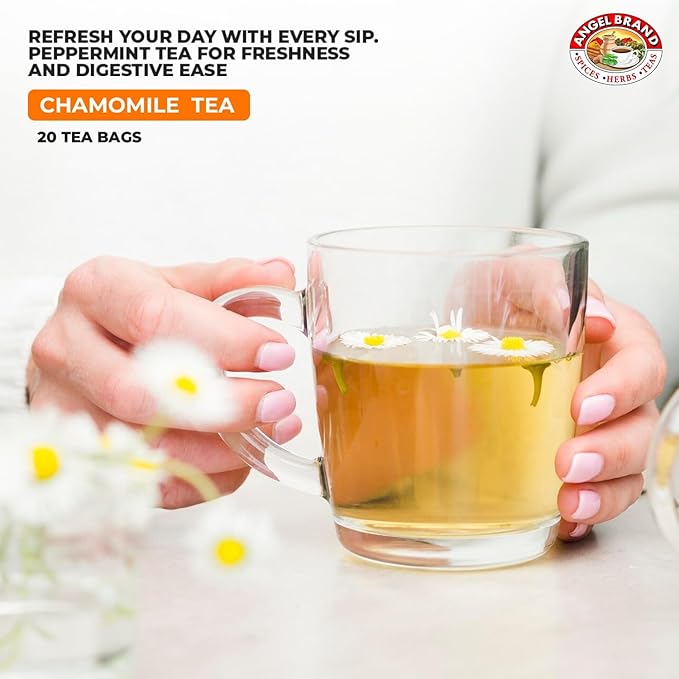 Angel Brand Chamomile Tea Bags 20 – Pack of 3 – Chamomile Flower Tea for Relaxation &