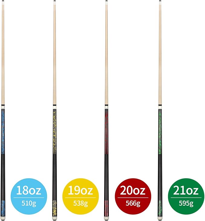 LOTKEY Pool Cue Set of 4-58 Inch 18~21 oz Canadian Maple Professional Billiard Cue Sticks, Pool Cue Stick with Extra 2 Pool Chalks, Pool Sticks for Adults, Durable, for Billiard Players