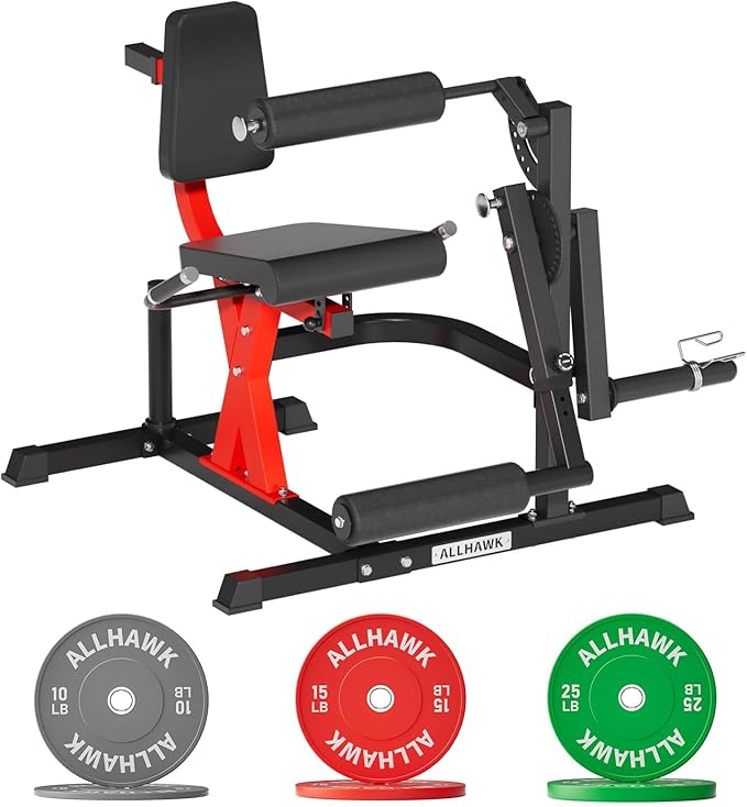 All-in-One Leg Extension and Curl Machine, Adjustable Seated Leg Rotary Extension Machine for Lower Body, Plate Loaded Home Gym Weight Machine for Thigh Workouts