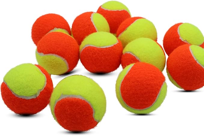 Magicorange Tennis Balls, 12 Pack Low Compression Stage Tennis Ball for Beginners Youth Kids Training Practicing with Mesh Bag for Easy Transport