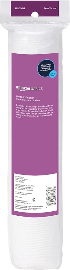 Amazon Basics Exfoliating Cotton Rounds, 100 Count (Pack of 1)