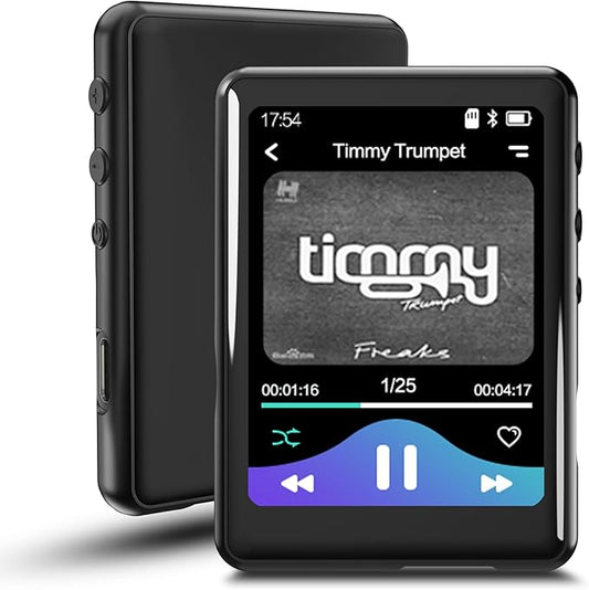 MP3 Player with Bluetooth 5.3,Tokemisc 16GB Full Touchscreen Kids Portable Music Device with Speaker,FM Radio,E-Book,Built-in Micro SD Card Slot,Earphones Included,Max 512GB Expand