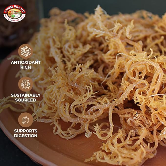 Angel Brand Irish Sea Moss 1 Lbs Pouch - Nutrient Rich Sea Vegetable Harvested from Pristine Ocean Waters - Enhance Wellness Journey with Irish Sea Moss Raw - Perfect for Smoothies & Soups