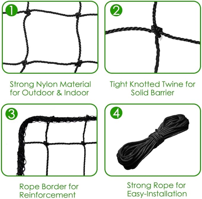 Baseball Softball Backstop Nets, Heavy Duty Sports Netting Barrier #18 Baseball Netting 10'x10'/10'x20'/15'x15'…