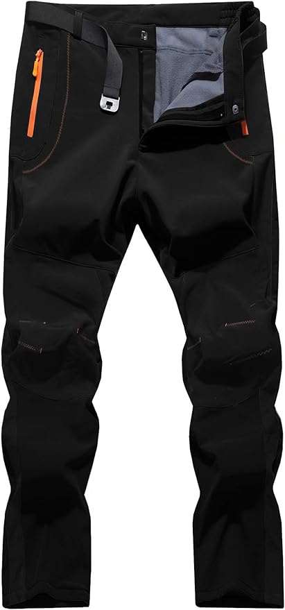 Men's Hiking Snow Ski Pants Softshell Fleece Lined Winter Water Repellent Outdoor Fishing Cargo Pants