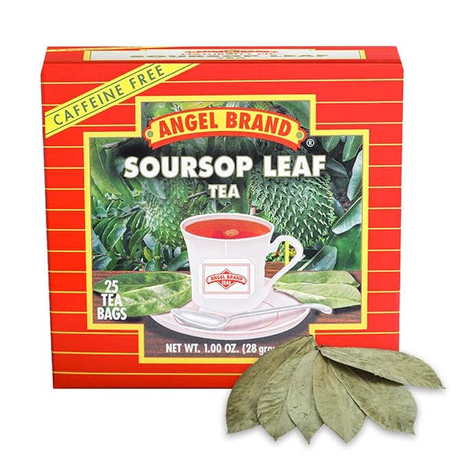 Angel Brand Soursop Tea Bags 25 Natural Tea Bags for Health Benefits and Immune Support, Famous in Jamaican Culture - Graviola Leaves Give Taste, Vitamins & Minerals