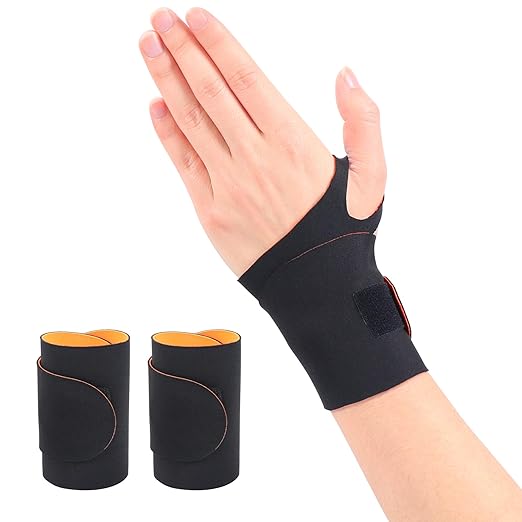 Cozyhealth Elastic Thin Wrist Brace (2Pcs) Support for TFCC Tear, Carpal Tunnel, Tendonitis, Arthritis, Wrist Compression Strap Brace for Night Support