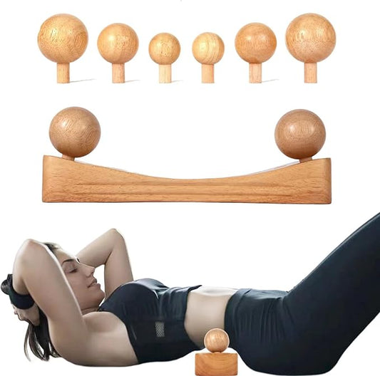 Psoas Release Tool,Neck Back Psoas Hip Hook Stretcher,Wood Therapy Massage Tools,with Adjustable 6 Massage Heads