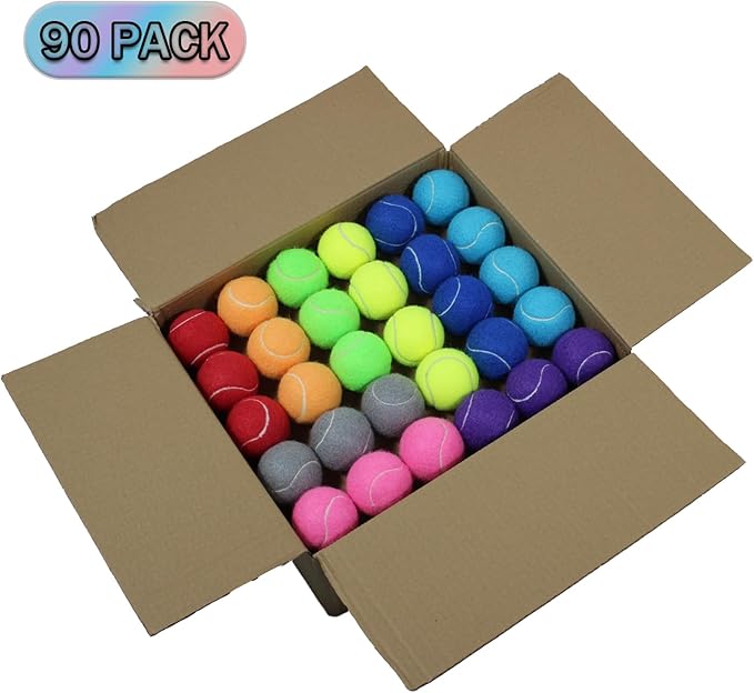 Tennis Balls, 90 Pack Bulk Tennis Balls Training Tennis Balls, Dog Tennis Balls, Tennis Balls for Dogs Bulk