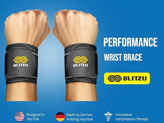 BLITZU Carpal Tunnel Wrist Brace, 2 Pack Wrist Compression Straps for Pain Relief. Wrist Bands Support for, Tendonitis, Weightlifting, Working Out, Left and Right Hand Protection