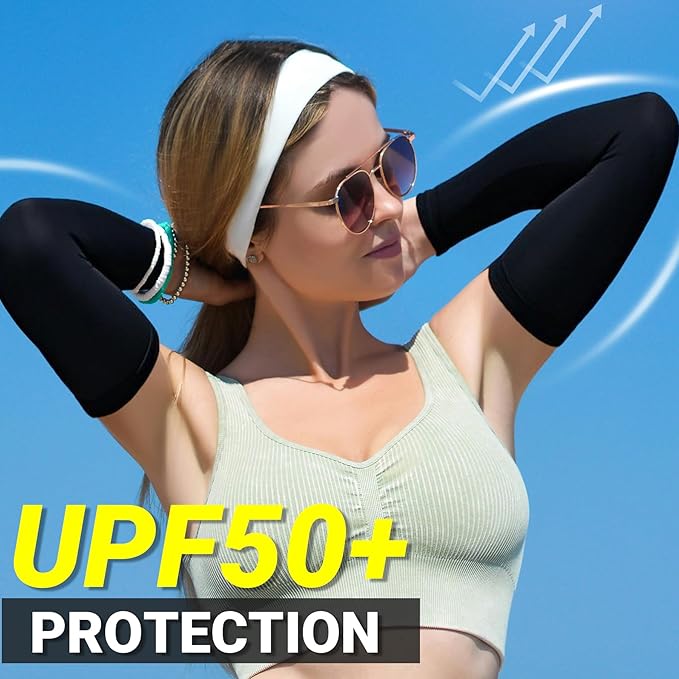 PFFY 2 Pairs UV Protection Cooling Arm Sleeves for Men and Women UPF 50 Sun Sleeve