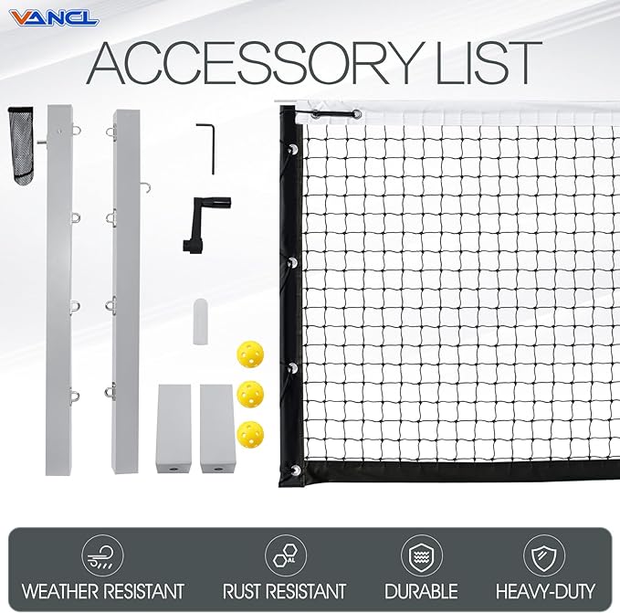 Pro Pickleball Net Portable with Wheels – 22ft Heavy Duty Pickleball Net System with Sturdy Aluminum Frame for Outdoor & Indoor – Nylon Net & Carrying Bag for Pickleball, Tennis, Badminton
