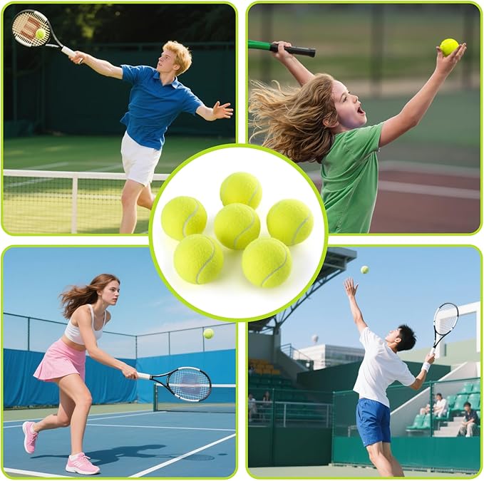 PHOEPET 6-Pack Tennis Balls for Beginner Training Practice- Bulk Dog Balls for Fetch Chew Toys(Yellow)
