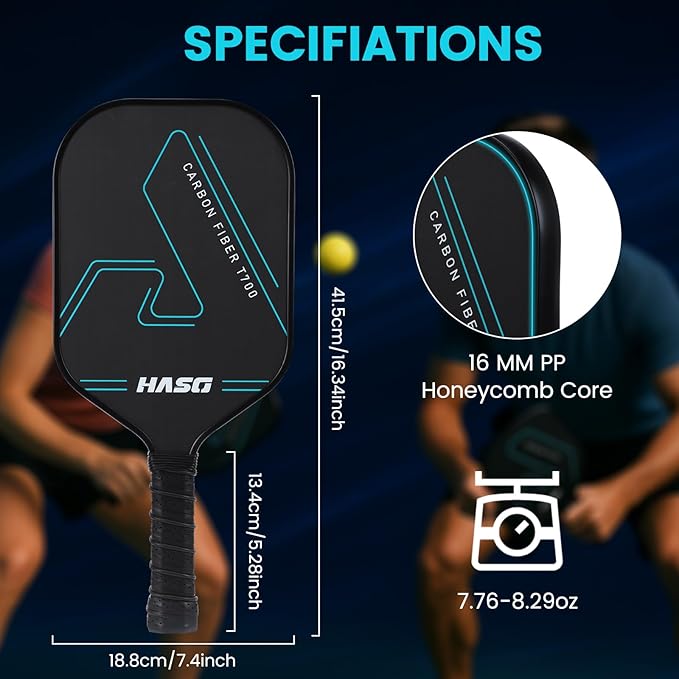 Pickleball Paddles, T700 Raw Carbon Fiber Pickleball Paddle Professional Pickleball Rackets with 16mm Honeycomb Core - Enhanced Power & Spin & Precision Pickleball Paddles Set with Cover and Grip Tape