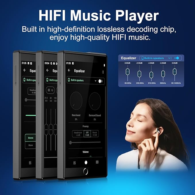 MP3 Player with Bluetooth and WiFi, C4 PRO HiFi MP3 Player 4.3" FHD Zinc Alloy Panel Touch Screen, MP4 Players,Music Player with Spotify,Pandora,Amazon Music(Black,80GB)