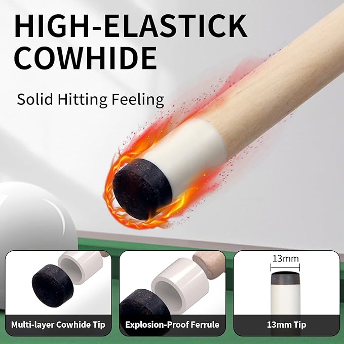 LOTKEY Pool Cue Set of 4-58 Inch 18~21 oz Canadian Maple Professional Billiard Cue Sticks, Pool Cue Stick with Extra 2 Pool Chalks, Pool Sticks for Adults, Durable, for Billiard Players