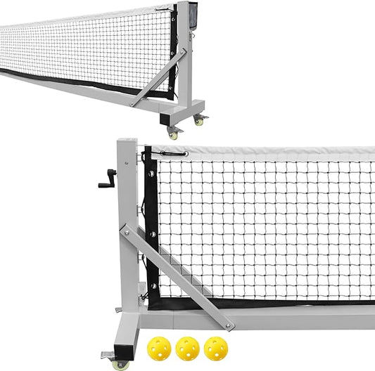 Pro Pickleball Net Portable with Wheels – 22ft Heavy Duty Pickleball Net System with Sturdy Aluminum Frame for Outdoor & Indoor – Nylon Net & Carrying Bag for Pickleball, Tennis, Badminton