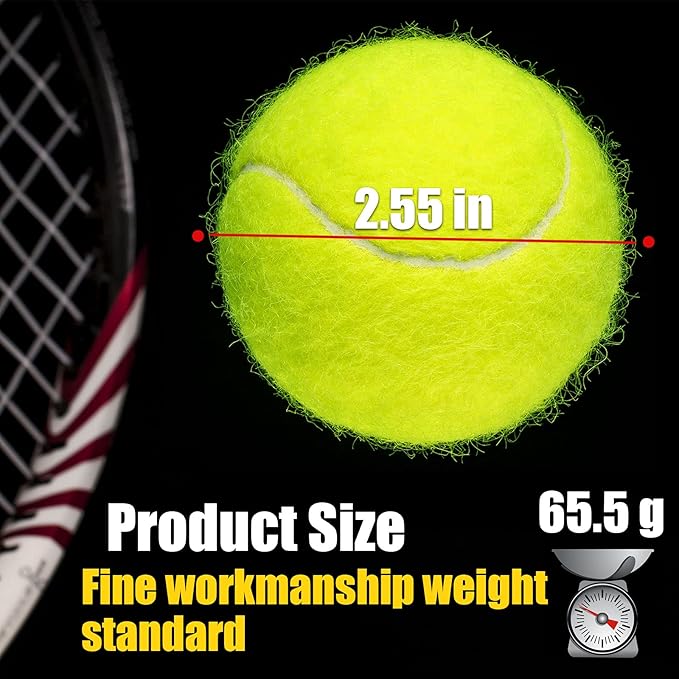 GKK Durable Pressurized Tennis Balls - 12 Pack Yellow Felt Training Balls for Beginners and Dogs