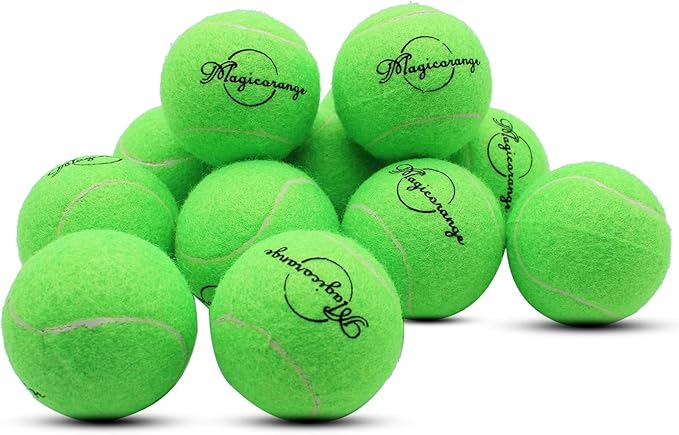 Magicorange Tennis Balls, 12 Pack Advanced Training Tennis Balls Practice Balls, Come with Mesh Bag for Easy Transport, Good for Beginner Training Ball