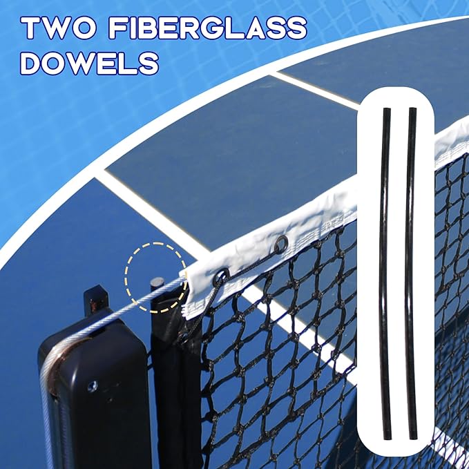 Tennis Net Outdoor Heavy Duty Professional Tennis Court Net Replacement Portable Tennis Net Nylon for Standard Tennis Courts [Includes 2 Fiberglass Dowels]
