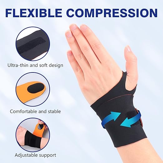 Cozyhealth Elastic Thin Wrist Brace (2Pcs) Support for TFCC Tear, Carpal Tunnel, Tendonitis, Arthritis, Wrist Compression Strap Brace for Night Support