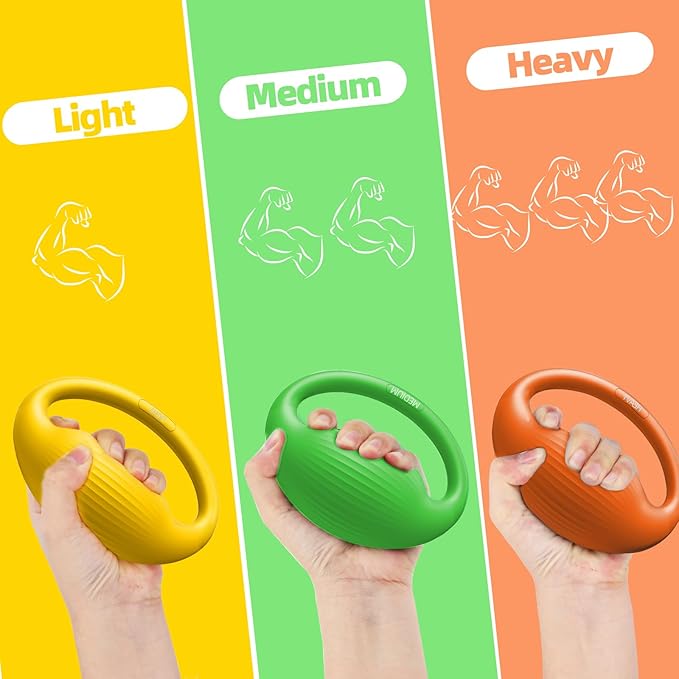 FitBeast Hand Exercise Balls - 3 Resistance Levels Stress Balls for Adults, Squeeze Balls for Hand Therapy, Rehabilitation, Arthritis, Muscle Building