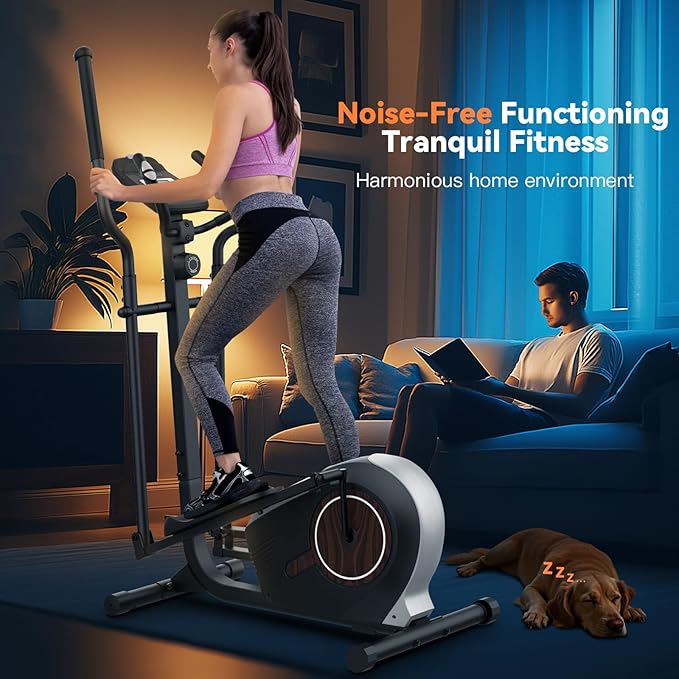 ANCHEER Elliptical Machine, Elliptical Exercise Machine with Quiet Magnetic Drive,14 Resistance Levels, Pulse Rate Monitor, LCD Monitor, 15.5IN Stride, Elliptical Trainer for Home