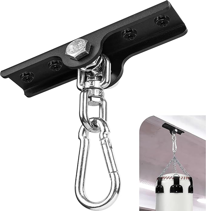 Heavy Bag Hanger - Heavy Duty Punching Bag Mount Hanger Bracket,360° Rotation Wall Ceiling Mount Wood Beam Hook for Boxing Muay Thai Training,Aerial Yoga Swing & Hammock