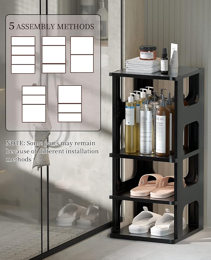 HAIXIN Adjustable 10 Tier Shoe Organizer - Narrow Plastic Vertical Shoe Rack for Closet, Entryway, Boots - Stackable Shoe Cabinet