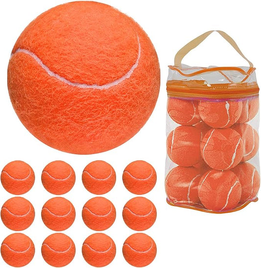GKK Durable Pressurized Tennis Balls - 12 Pack Yellow Felt Training Balls for Beginners and Dogs