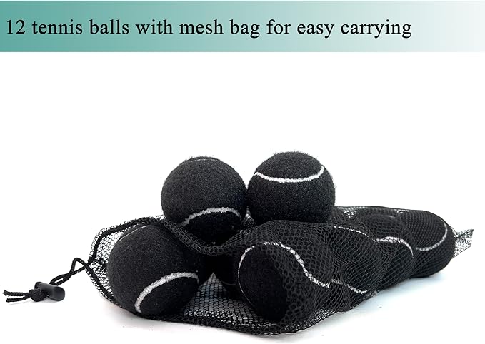 Tennis Balls, 12 Packs Practice Tennis Balls for Beginner, Training Playing Tennis Balls for Dogs, Come with Mesh Carry Bag