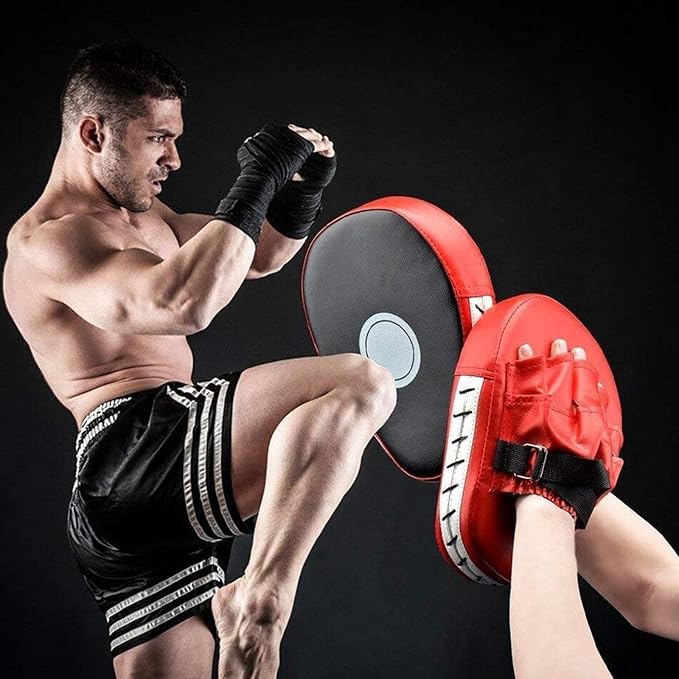 2-in-1 Punching Mitts Kick Pack Set, Boxing Mitts Focus Pads, Taewondo Kick Pad, Curved Boxing Gloves Adjustable Strike Shield, Martial Arts Training Equipment for Kickboxing, Karate, Muay Thai, MMA