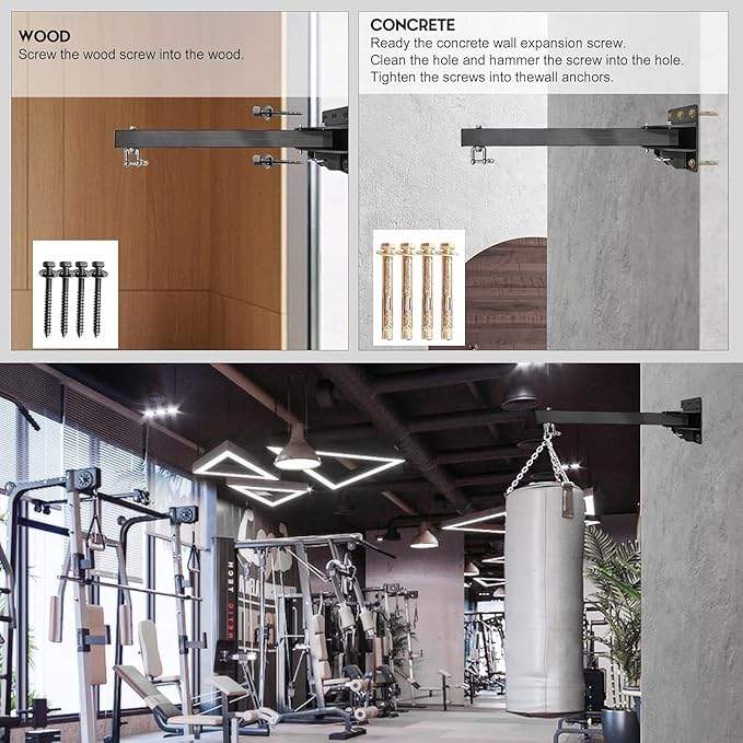 Heavy Bag Hanger, Wall Mount Punching Bag Hanger, Adjustable Heavy-Duty Wall Bracket for Home Gym Indoor Outdoor, Supports up to 900Ib