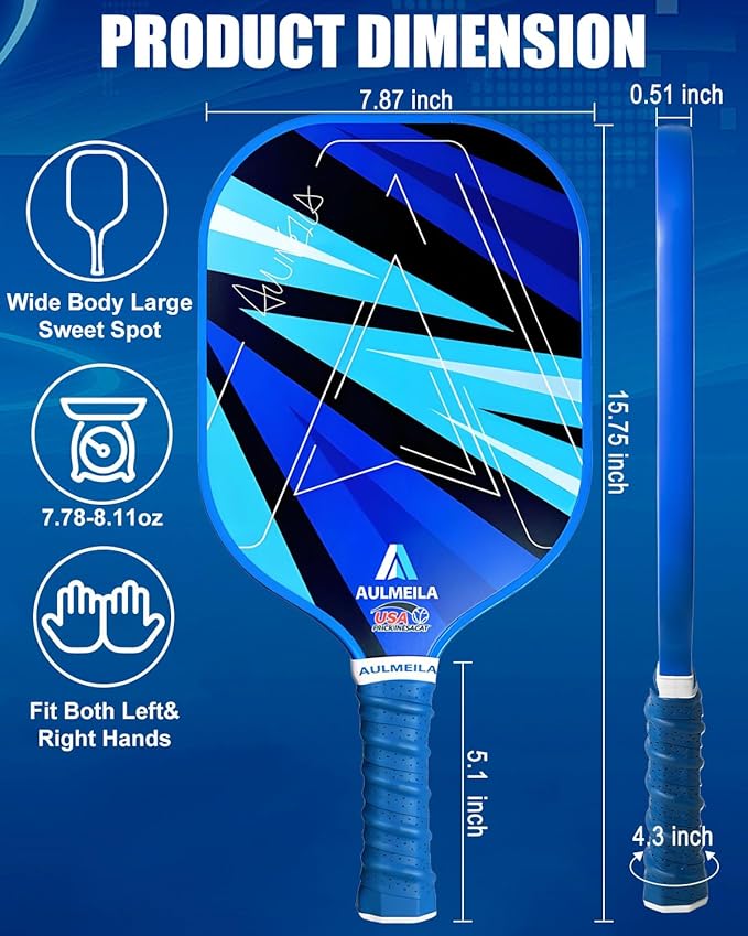 Pickleball Paddles Set of 2, 2025 USAPA Approved Pickleball Set, Fiberglass Pickle Ball Rackets 2 Pack, Lightweight & Durable, Includes 4 Balls & 1 Carry Bag for Men and Women