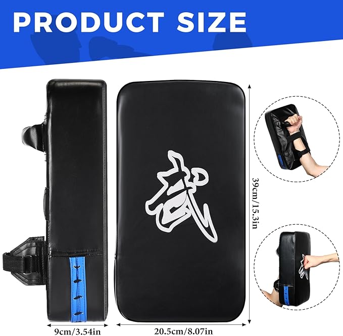 Poen 3 Pcs Taekwondo Kick Pads Muay Thai MMA Karate Sparring Gear Martial Arts Kickboxing Training Pads Punching Striking Target Equipment PU Leather Paddles Strike Curved Kick Shield