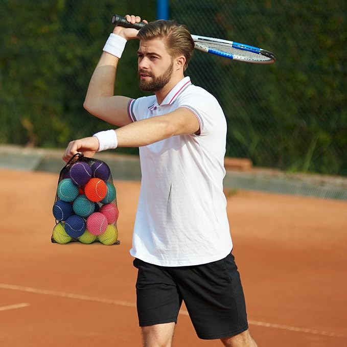 Tennis Balls, 18 Pack Training Tennis Balls Practice Balls with Mesh Bag for Easy Transport, Pet Dog Playing Balls, fit for Beginner Training Ball