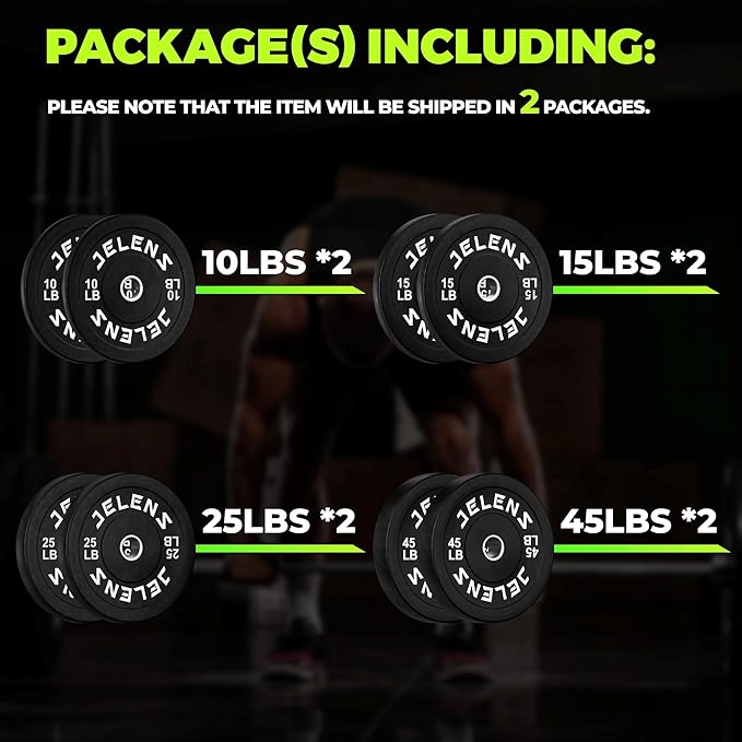 Olympic Barbell Weight Plates Set, 2-Inch Black/Colored Rubber Bumper Plate Weight Set for Strength Training and Weightlifting, Multiple Options