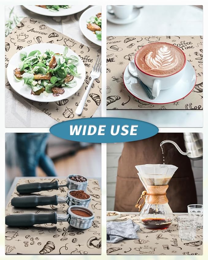 AMOAMI Coffee Mat Hide Stain Rubber Backed Absorbent Dish Drying Mat for Kitchen Counter - Fits Under Coffee Maker & Espresso Machine (16X24, MILK TEA)