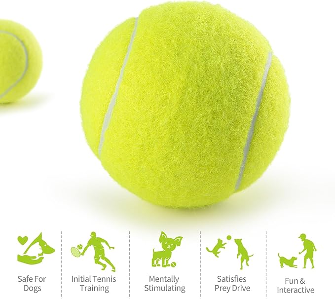 PHOEPET 6-Pack Tennis Balls for Beginner Training Practice- Bulk Dog Balls for Fetch Chew Toys(Yellow)