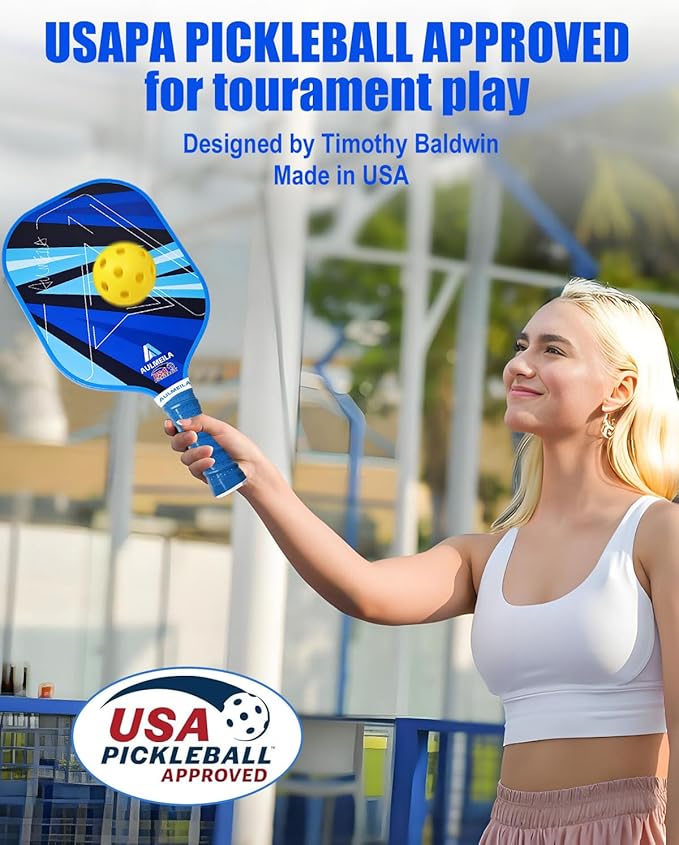 Pickleball Paddles Set of 2, 2025 USAPA Approved Pickleball Set, Fiberglass Pickle Ball Rackets 2 Pack, Lightweight & Durable, Includes 4 Balls & 1 Carry Bag for Men and Women