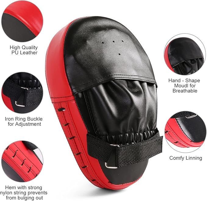 Odoland 3-in-1 Kids Youth Boxing Set - Punching Mitts, Kick Pads, Gloves for Boxing, Kickboxing, Karate, Muay Thai, MMA Training