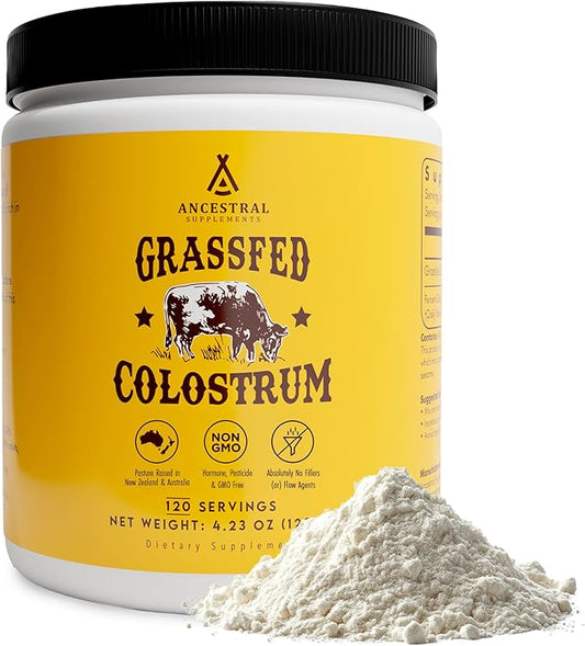 Ancestral Supplements Bovine Colostrum Powder - Grass Fed, Freeze Dried, Immune Support and Gut Health, 120 Servings