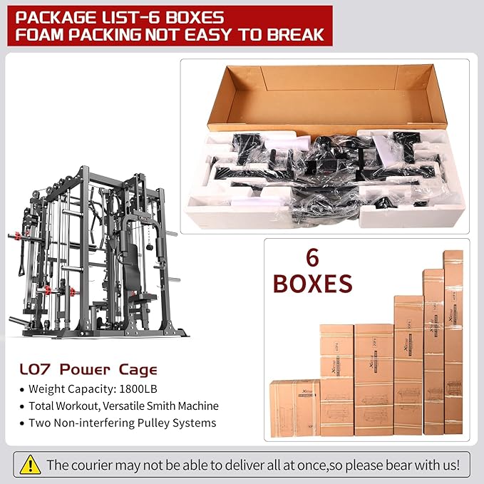 Power Cage,1600lbs Multi-Function Power Rack with Adjustable Cable Crossover System and More Training Attachment, Weight Cage for Home Gym