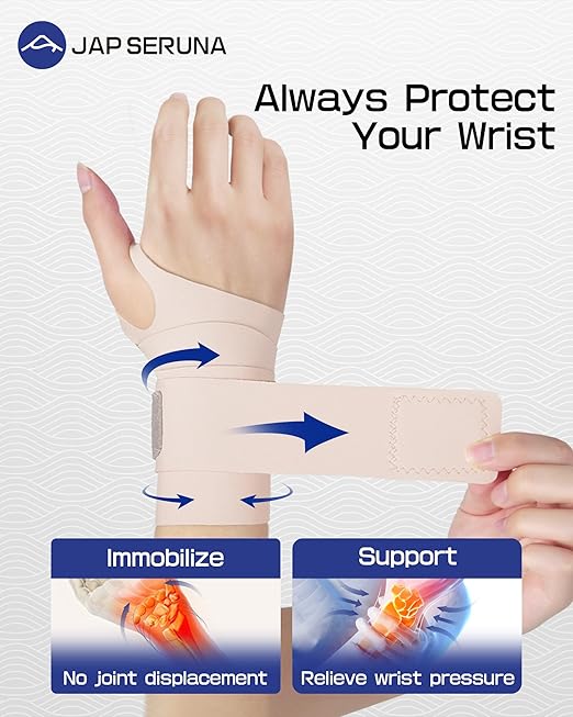 PFZ Ultra-Thin Ulnar Wrist Brace with Double Compression Straps - Wrist Support for Carpal Tunnel, Arthritis, Tendonitis, TFCC, Pain Relief (Single)